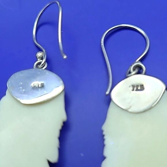 White Bone Bali Angel Earrings in 925 Sterling Silver - Picture 4 of 4